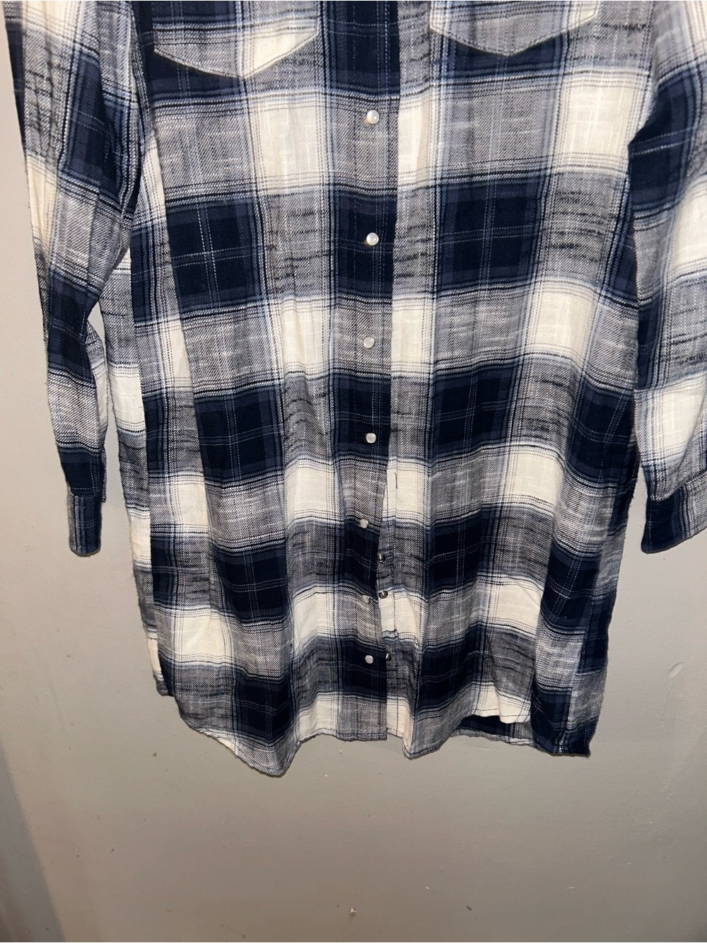 Old Navy Dress - navy/cream plaid Webster inspired button front shirt dress - Picture 7 of 11